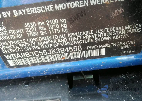 2018 BMW 340 I z USA, uszkodzony, nr VIN WBA8B3C55JK384558